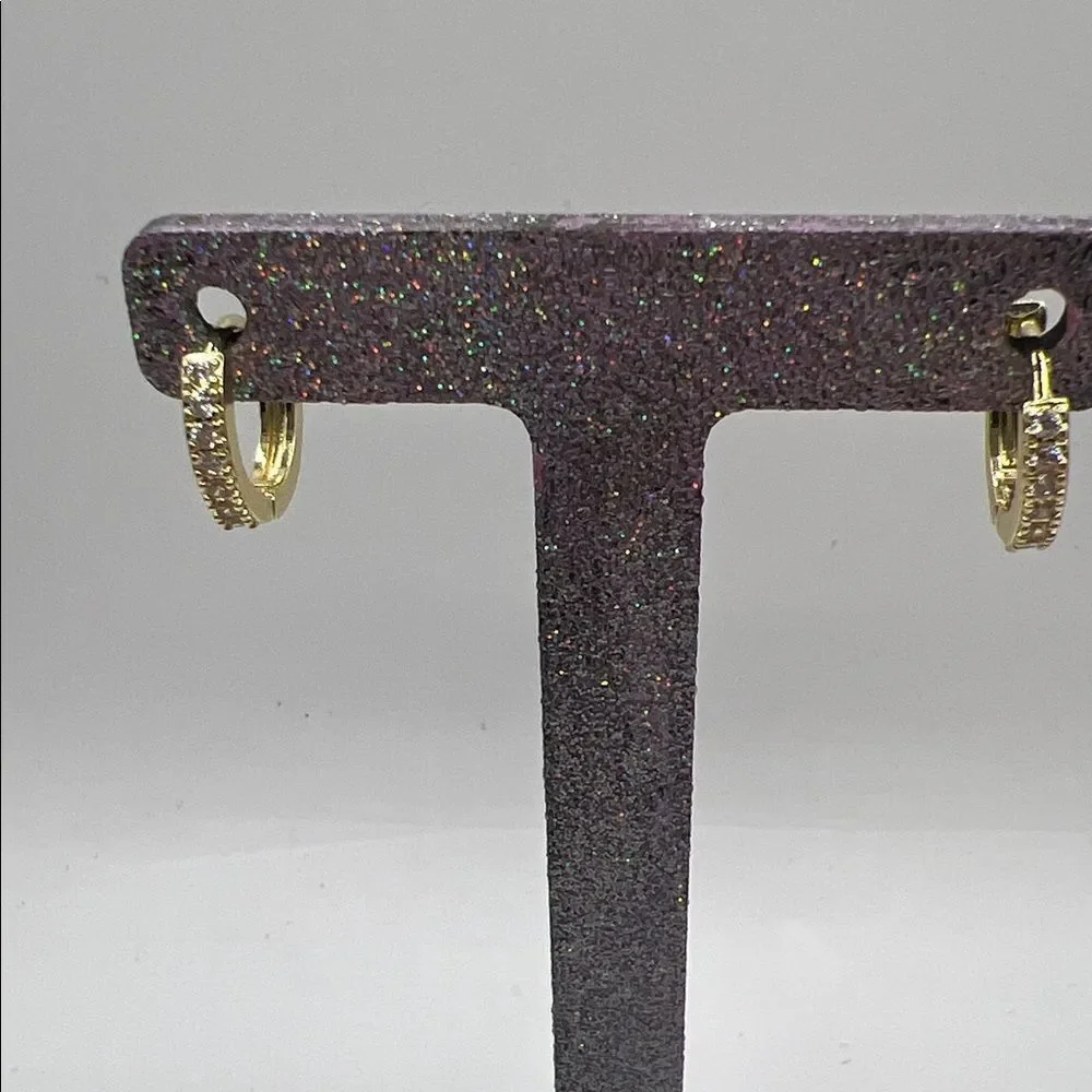 Gold-Tone Over Stainless Steel Pavé Hoop Earrings - Women Jewelry